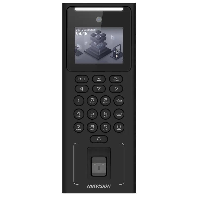 Hikvision DS-K1T321MFWX face recognition terminal with fingerprint and card — front view