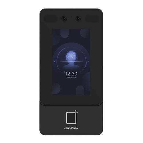 Hikvision DS-K1T342MFWX-E1 face recognition terminal with PoE and 4.3-inch touch screen — front view