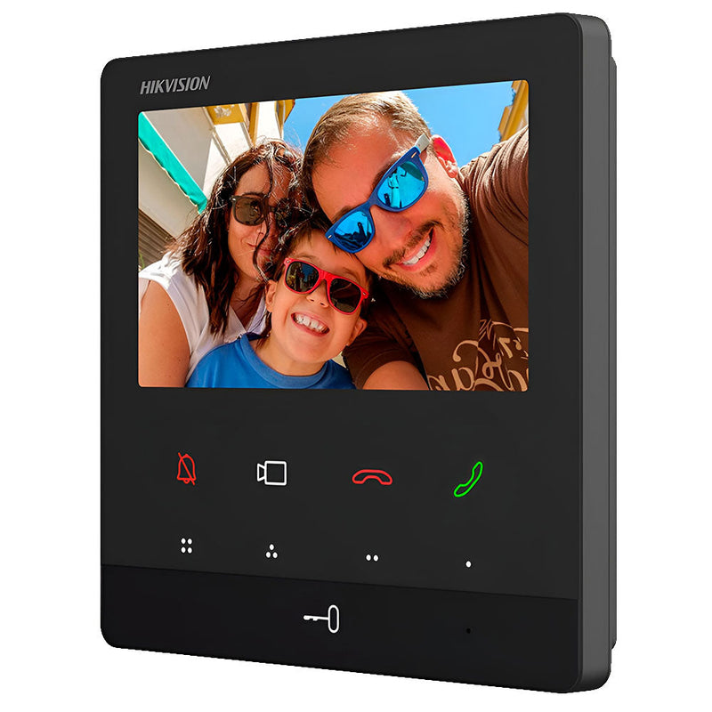 Hikvision DS-KH6110-WE1 indoor intercom monitor, side and mounting detail