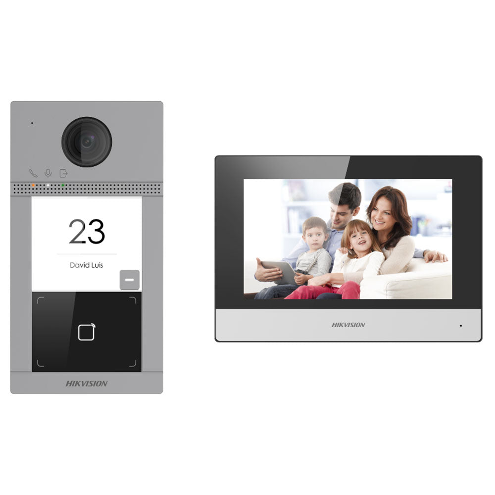 Hikvision DS-KIS604-P complete IP video intercom kit, front view