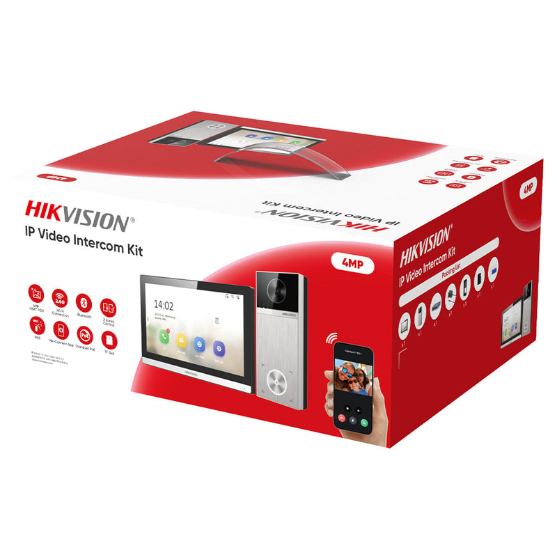Hikvision DS-KIS611-S complete IP video intercom kit, installation close-up