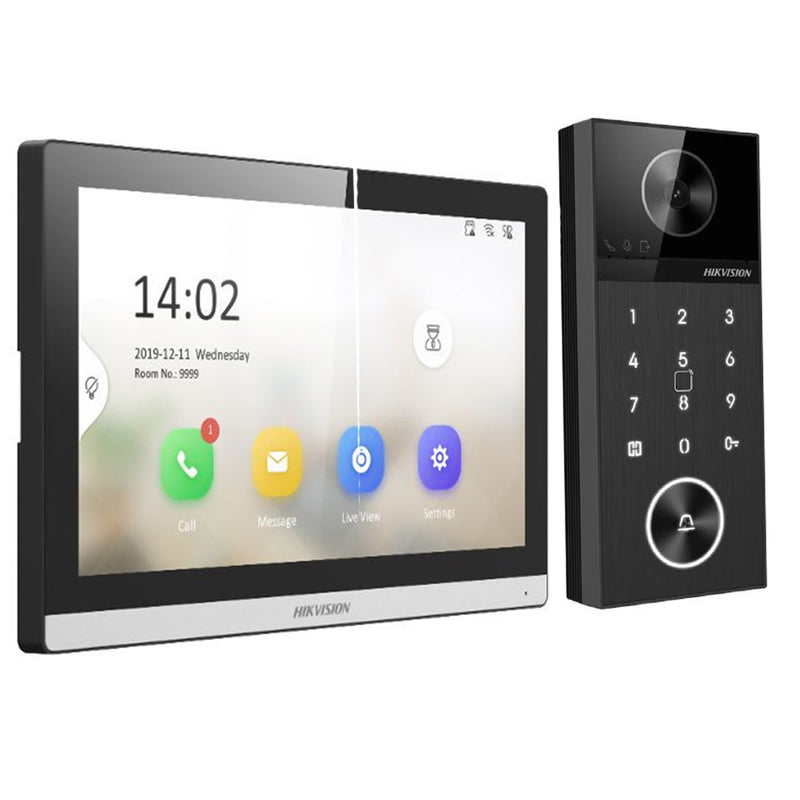 Hikvision DS-KIS612-P complete IP video intercom kit, angled view